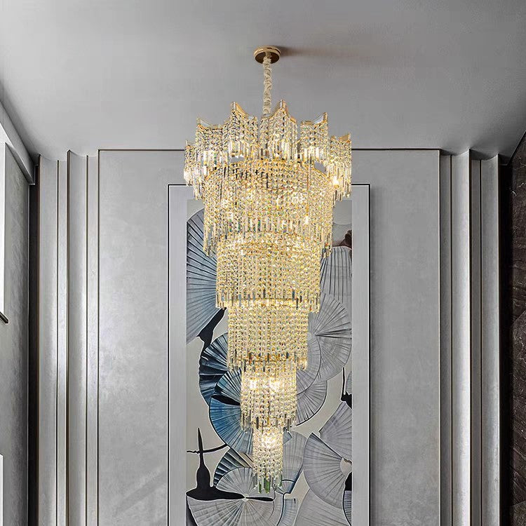 Riviko Grand Opulence Multi-tiered Crystal Chandelier - grand American estate foyer