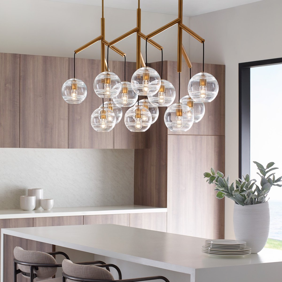 Art Glass Ball Sedona Triple Chandelier - Riviko