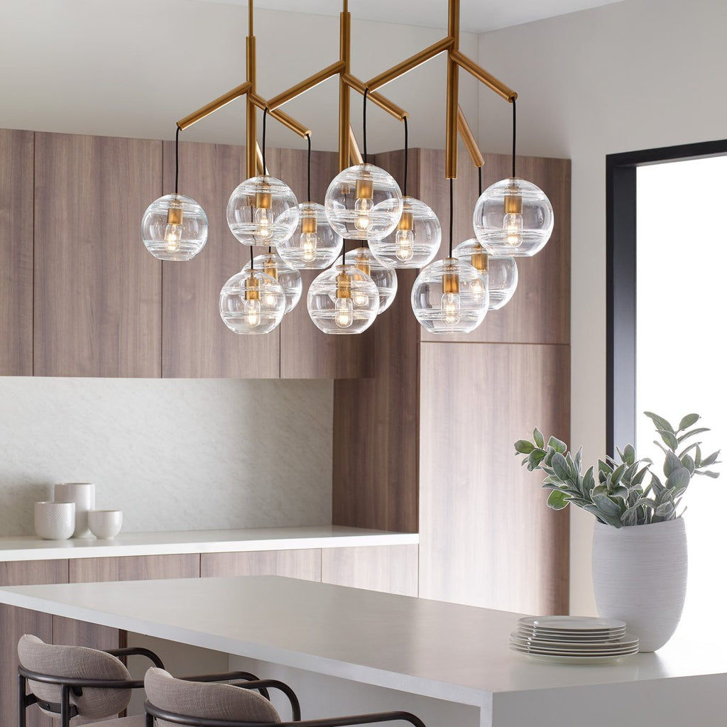 Art Glass Ball Sedona Triple Chandelier - Riviko