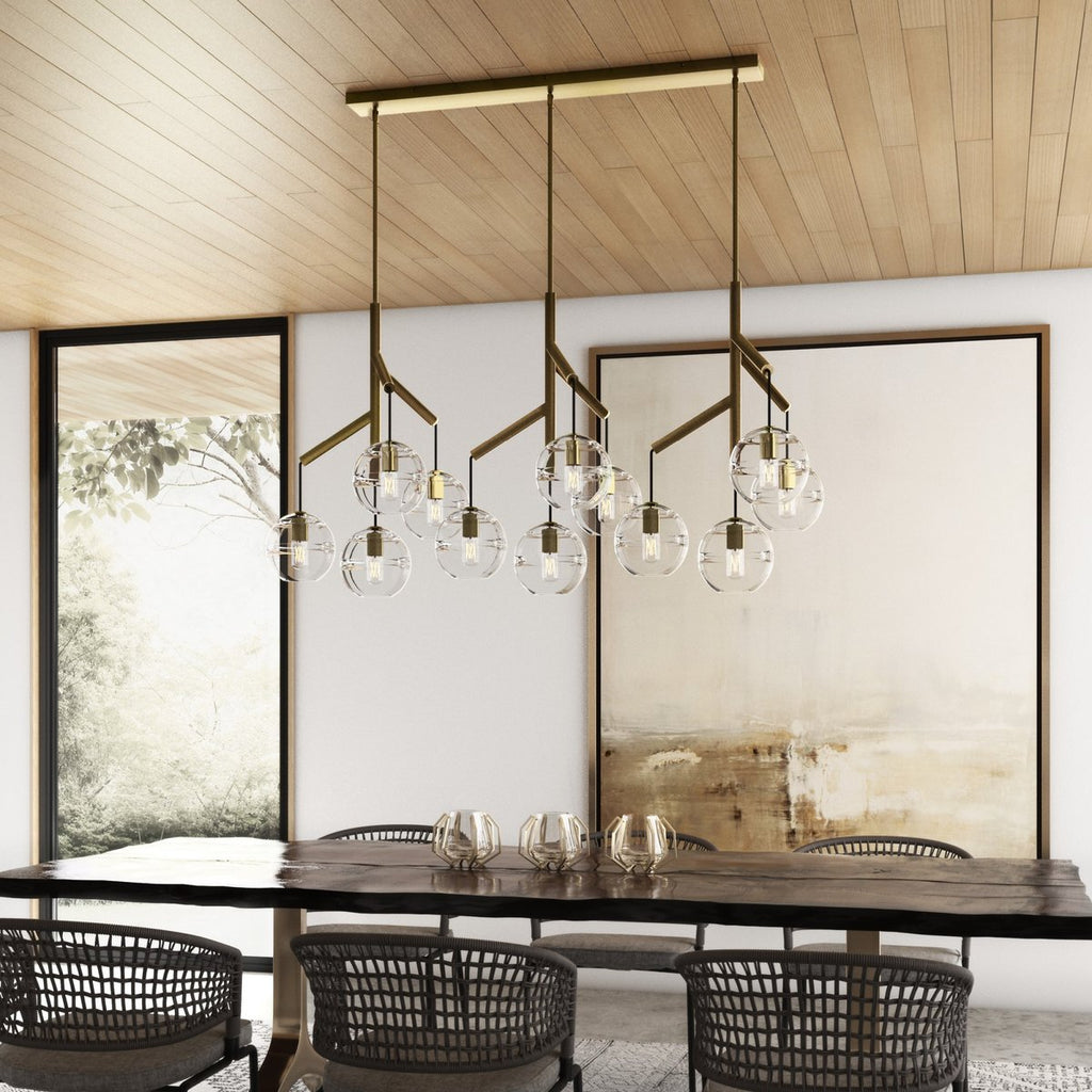 Art Glass Ball Sedona Triple Chandelier - Riviko