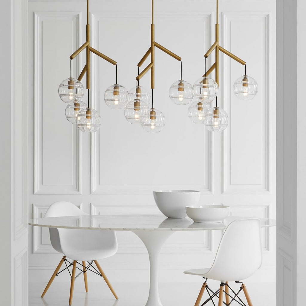 Art Glass Ball Sedona Triple Chandelier - Riviko