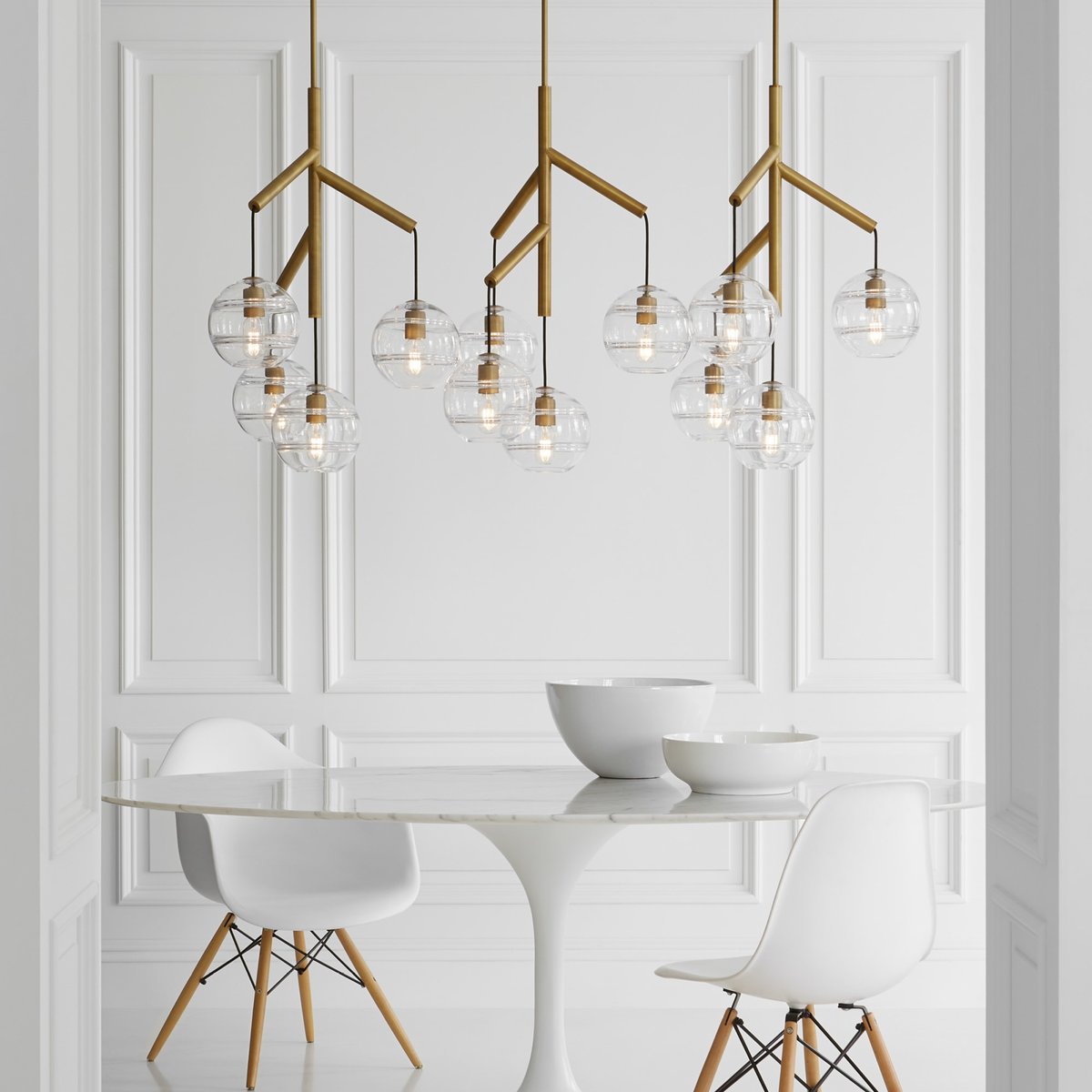 Art Glass Ball Sedona Triple Chandelier - Riviko