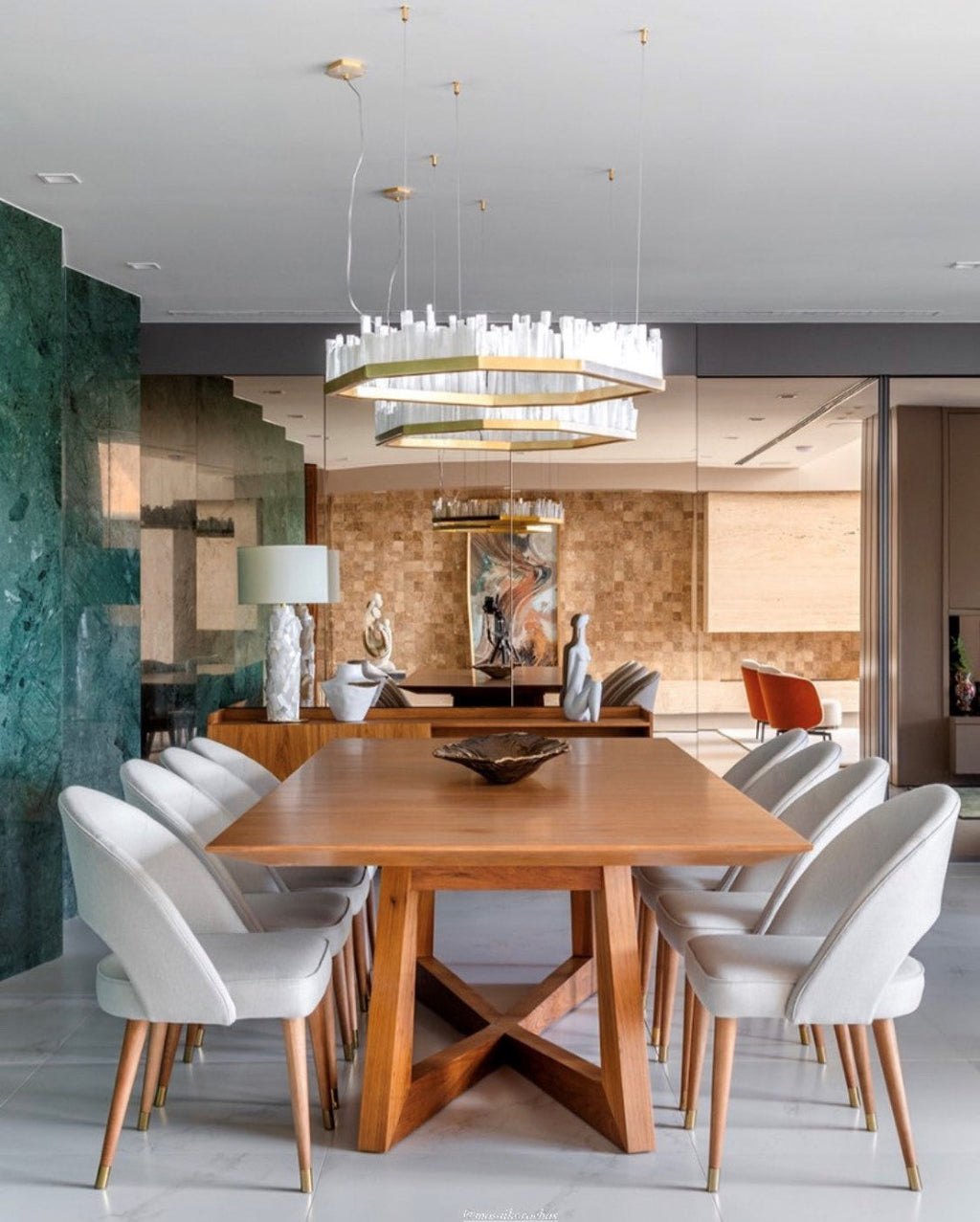 Modern Irregular Natural Crystal Chandelier for Living/Dining Room